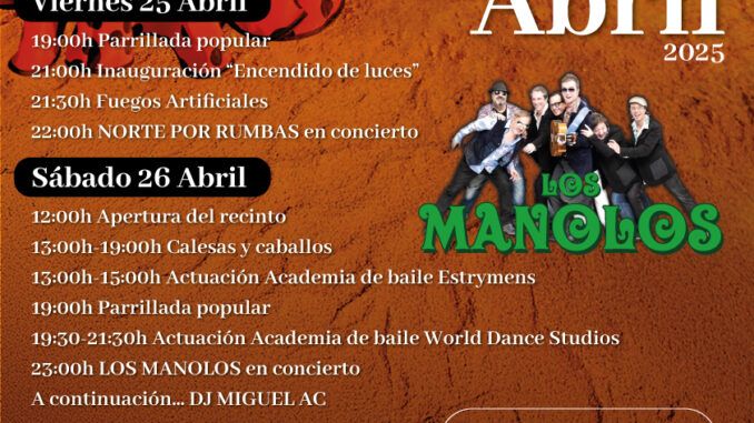 Del 25 al 27 de abril Feria de Abril en Laredo con Los Manolos en concierto